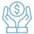 Blue outline icon of a dollar sign inside a circle