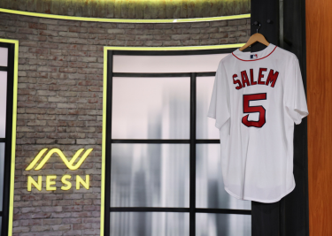 Red Sox jersey hanging at the NESN studio