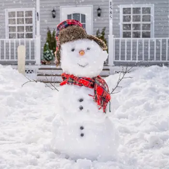 Happy snowman outside